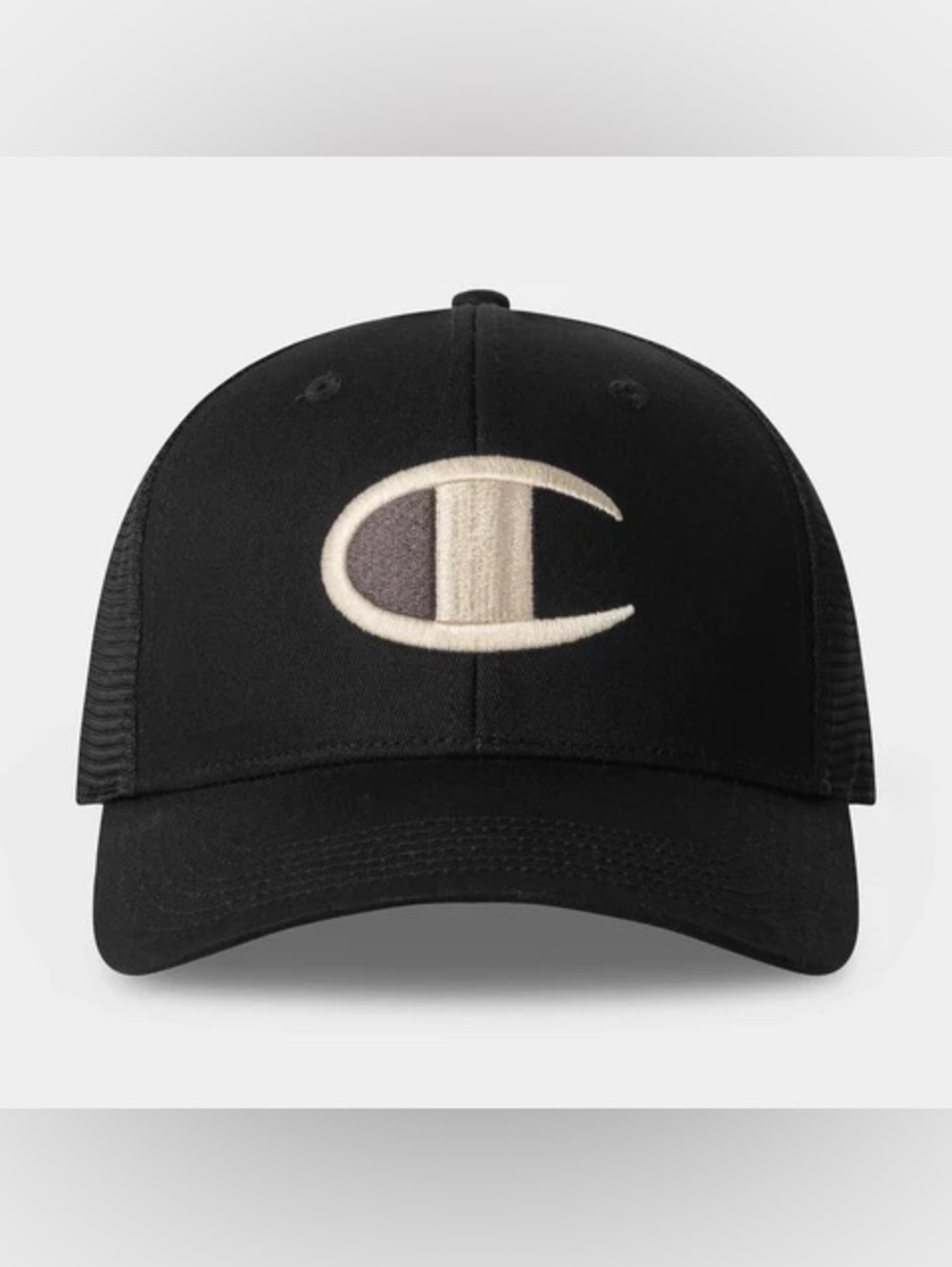 Champion Black Cap with Cream Logo